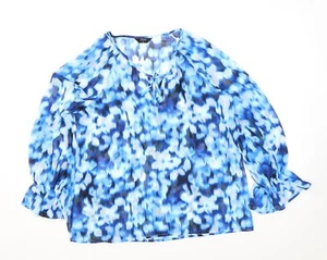 Emreco Womens Blue Polyester Blend Blouse Size 16 - Picture 1 of 10