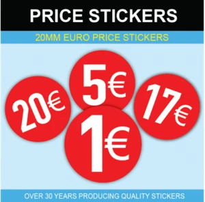 Euro Price Stickers - 20mm - Picture 1 of 20