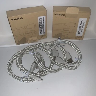 4 cables de carga de nailon USB Lumsing Fitbit Surge 3,3 pies/1 M blanco/plateado Foto 1 de 4