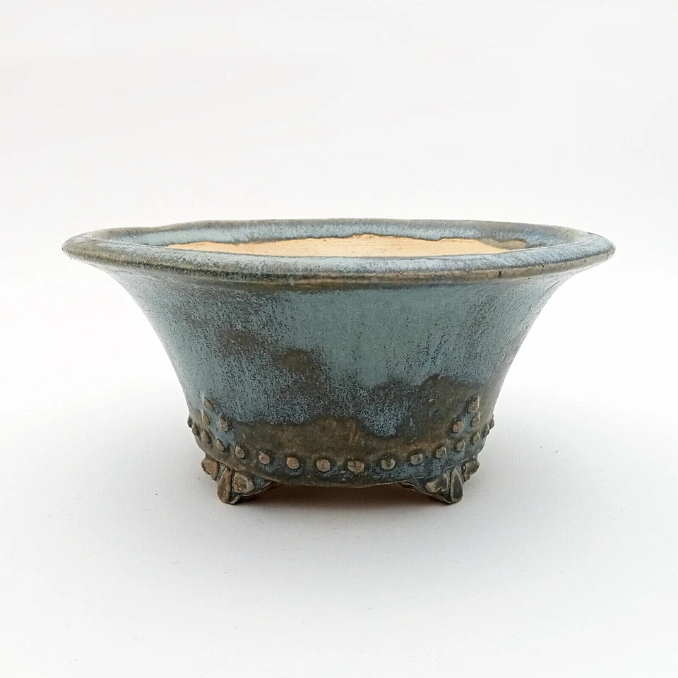 Vaso bonsai artigianale rotondo in gres  CM 18 - Handmade Bonsai Pot - Immagine 1 di 1