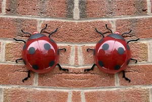 2. x LARGE LADYBIRDS Summer Garden Decoration Ornament Wall Art PLASTIC - Picture 1 of 2