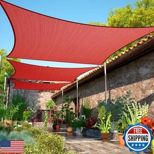 ShadeMart 12 Fuß x 12 Fuß rot Sonnenschutz Segel UPF50 quadratisch Baldachin Stoff Stoff Geröll - Bild 1 von 5
