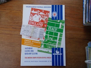 1992 Jun 6 England v Italy European championship English FA Wembley with Ticket - Picture 1 of 1