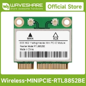 Waveshare Wireless MINIPCIE RTL8852BE NIC Gigabit Dual-Band Wi-Fi 6 802.11AX - Picture 1 of 10