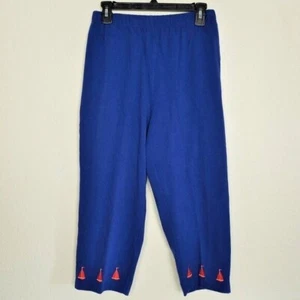 Quacker Factory Sailboat Pants Boating Summer Hem trim Pull on Pants S Nautical - Picture 1 of 7
