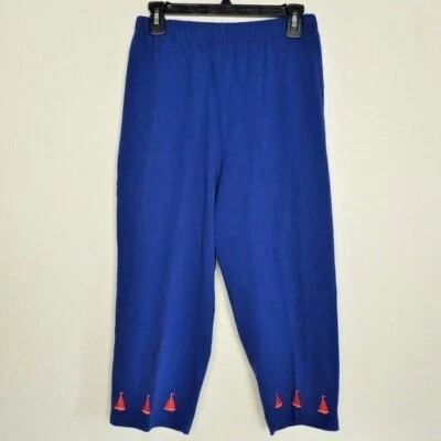 Quacker Factory Sailboat Pants Boating Summer Hem trim Pull on Pants S Nautical - Image 1 of 4