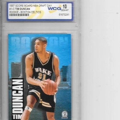 TIM DUNCAN 1997 SCORE BOARD DRAFT DAY  ROOKIE CARD GRADED WCG 10.[BOSTON]  - Image 1 of 2