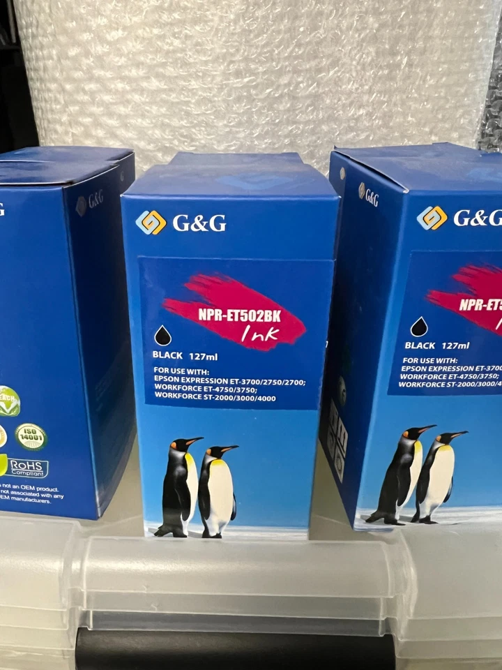 Brand New G&G NPR-ET502BK, Espon  Black Ink 127 ml bottle - Image 1 of 4