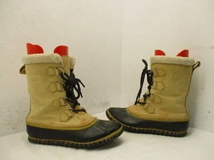 Sorel Tan Leather Rubber Lace Up Snow Boots Womens Sz 9.5 Style NL2649-373 - Picture 1 of 9