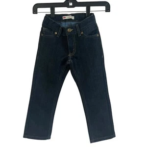 Levi's Boys 511 Slim Fit Jeans Adjustable Waist Dark Wash Denim Pants Sz 4 Blue - Picture 1 of 9