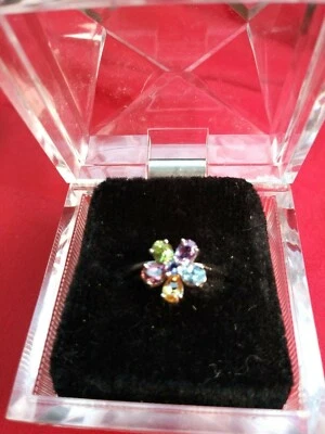 Anillo Flor Gema Seis Gen. Oro 14K 2.9G W Z 5.5. Centro Five 5x3 Pear&Rd $1999. Foto 1 de 4