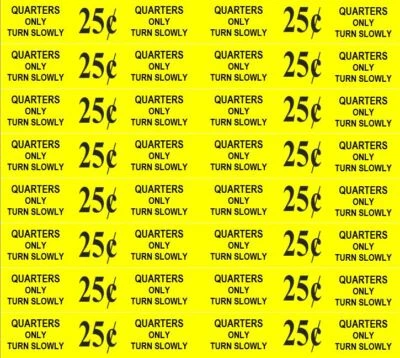 VENDINGLABELS 8 U-turn 1 x 9.75 Peel Stick Price Vending Labels Decals Strips uturn .25 or .50