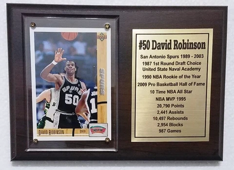 San Antonio Spurs David Robinson Basketball Card Plaque Cover