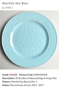 Pier One Imports  Martillo Sky Blue Salad Plates Embossed Edges SET of 8 ❤️ - Picture 1 of 4
