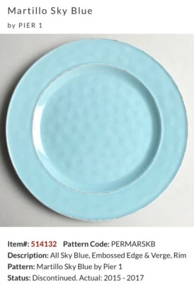 Pier One Imports  Martillo Sky Blue Salad Plates Embossed Edges SET of 8 ❤️ - Image 1 of 4
