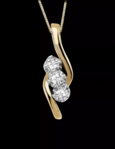 14k Yellow Gold Sirena® Diamond 1/2 Ct Pendant Necklace 3-stone MSRP $2000 - Picture 1 of 16