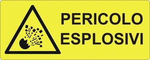 2 TARGHETTE ADESIVE ISO 7010 "ATTENZIONE PERICOLO ESPLOSIVI" SEGNALE SICUREZZA - Picture 1 of 1