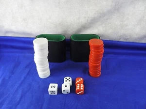 Replacement Backgammon Pieces 15 Red 15 White Chips, 5 Dice, Cups - Picture 1 of 1