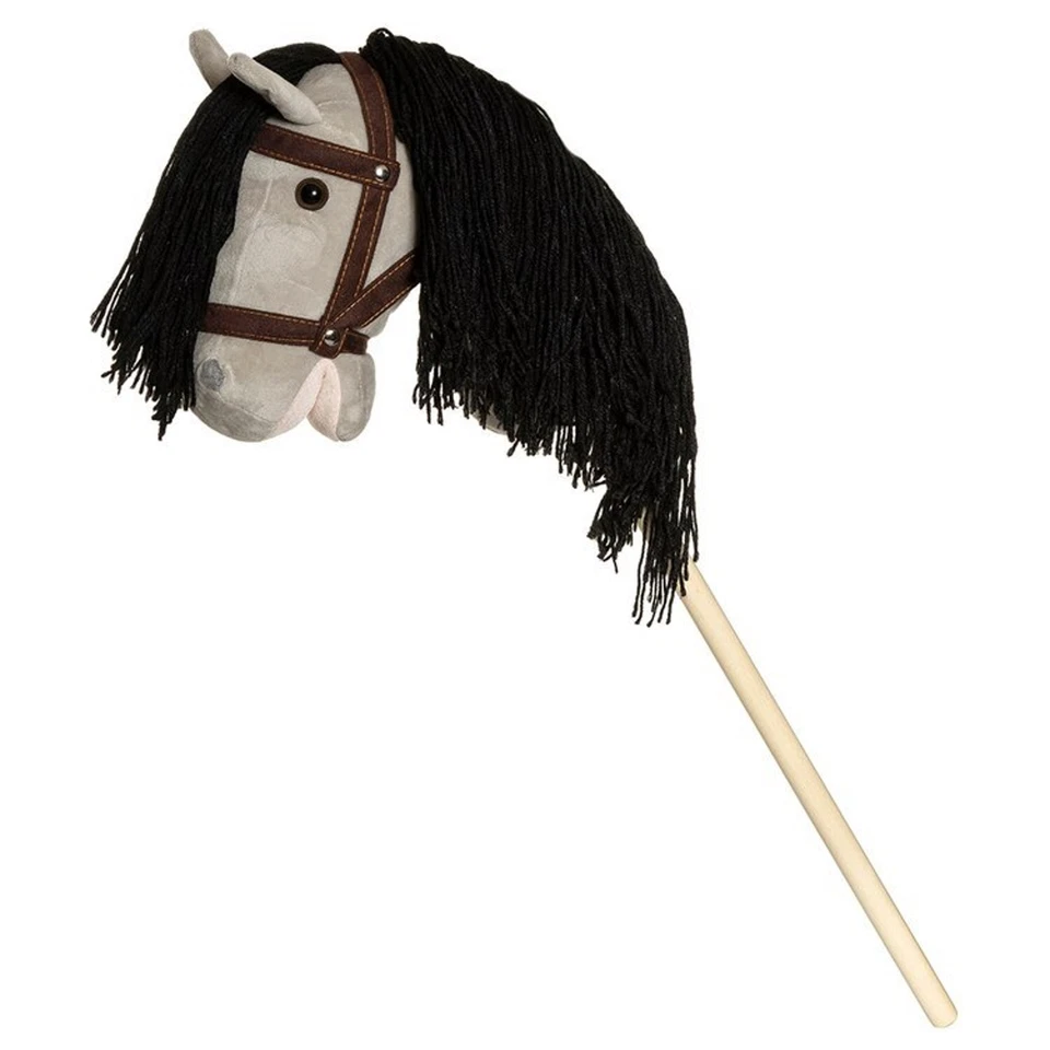 Toy Stick Horse Plush Grey Brown Reins TED T-TED-03001 - Image 1 of 1