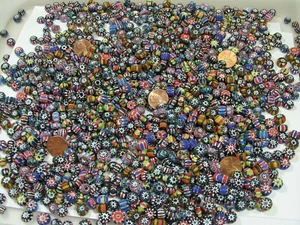 2 Pounds Assorted India Handmade Chevron Glass Spacer Beads Bulk Lot (PMP-21) - Picture 1 of 12