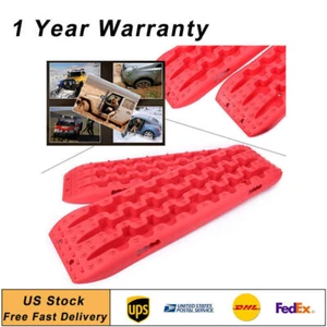 2X Recovery Traction Sand Tracks Snow Mud Track Tire Ladder 4WD Off Road Red - Picture 1 of 9