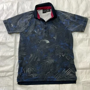 Camisa polo ARMANI EXCHANGE para hombre hojas deletreadas negra azul talla XS - Imagen 1 de 9