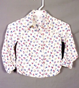 vintage 70s Sears Winnie the Pooh Tiny Floral Big Collar Kids Shirt Blouse Top 5 - Picture 1 of 4