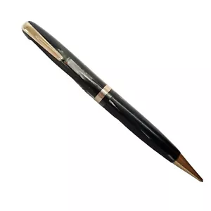 Vintage Moore Mechanical Pencil Black Gray Pearlescent Goldtone Trim - Picture 1 of 4
