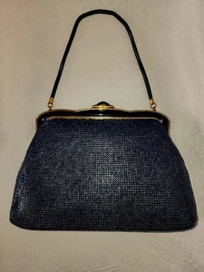 Vintage OROTON Navy Blue Mesh HANDBAG #26 - Picture 1 of 10