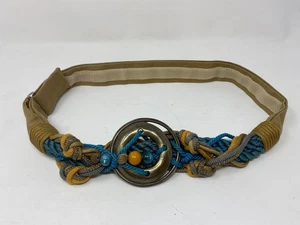 Vintage Carolyn Tanner Designs Rope Belt w/ Beads & Brass Accent 37" Long 1980s - Picture 1 of 10
