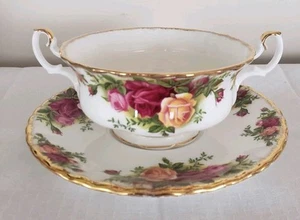 Royal Albert OLD COUNTRY ROSES Cream Soup Bowl Handles Saucer (One) - Picture 1 of 2