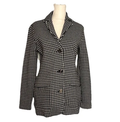 Blazer Chaps Pata de Gallo Para Mujer Pequeño Tejido Negro Blanco Abotonado Damas Foto 1 de 4