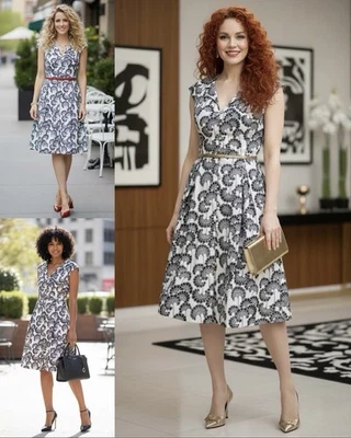 Kate Spade Florence Broadhurst White Black Japanese Print 100% Silk Dress 4 S - Image 1 of 4