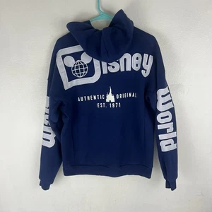 Walt Disney World Spirit Jersey Hoodie Adult Small Full Zip Jacket Blue Hood - Picture 1 of 3