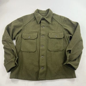 VINTAGE 50's US Military Army OD Green Cold Weather Wool Field Shirt Medium USED - Bild 1 von 11