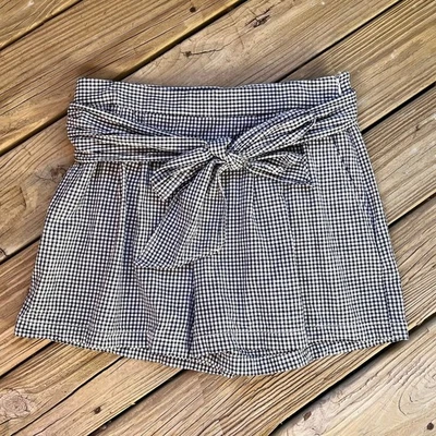 Anthropologie Cartonnier Women's Black And White Gingham Tie Shorts Size 14 - Image 1 of 4