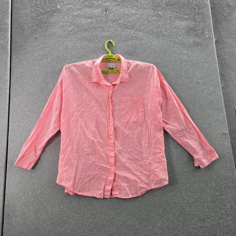 Old Navy Women Button Up Shirt XXL Pink Cotton Linen Boyfriend Collared - Image 1 of 4