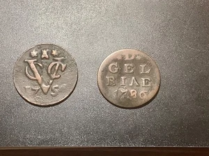 Two Duit’s - 1786 Gelderland, 1754 Zeeland - Picture 1 of 2