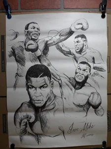 VTG 'IRON MIKE' BY R (ROBERT) CARSON BOXING ART POSTER PRINTER IRON MIKE TYSON - Picture 1 of 15