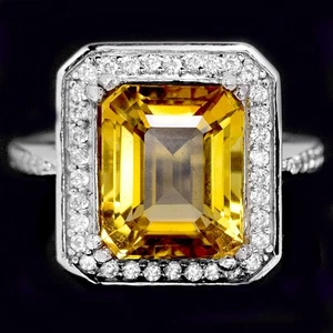 ANILLO PLATA ESTERLINA 925 CUARZO COÑAC NATURAL Y PIEDRAS PRECIOSAS CIRCONITA BLANCA TALLA 7 - Imagen 1 de 10