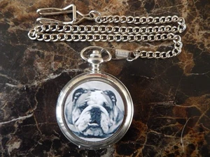 BRITISH BULLDOG POCKET WATCH WITH CHAIN (NEW) - Picture 1 of 3