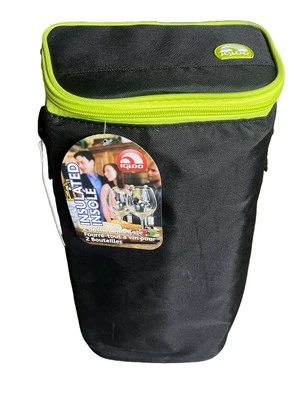 Igloo Palmilha Isolada 2 Garrafas Sacola de Vinho Preta Amarela Zíper Alça Superior Nova - Imagem 1 de 2