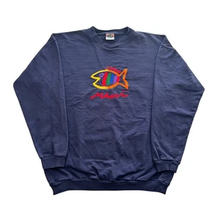 Vintage 90s Maui Hawaii Pullover Sweatshirt Size Large Made in USA Fish Graphic - Picture 1 of 6