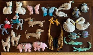 1960 Handarbeit FILZ Arche Noah 24 Stück Tier ORNAMENT Elefant Giraffe BUCILLA? - Bild 1 von 24