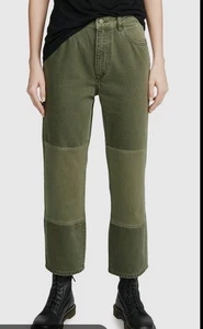 DL1961 Jerry High Rise Vintage Straight Ankle Crop Jeans Cotton Green Size 27 - Picture 1 of 8