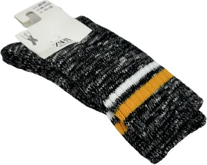Zara Kids Grey Yellow Crew Cotton Cushion Chunky Cable Knit Cozy Socks Sz 11-13 - Picture 1 of 2