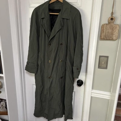 Brooks Brothers Мужская пальто XL военного зеленый "водяной износ" траншея винтажный - Изображение 1 из 4