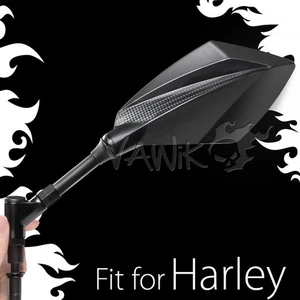 Espejo VAWiK convexo Deus negro carbono aspecto 5/16" se adapta a motocicleta Harley Bad Boy - Imagen 1 de 9