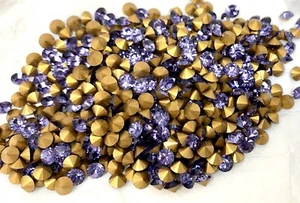 144 piezas Swarovski 1012 Tanzanita 24ss Oro Láminado Estrás Redondo - Imagen 1 de 3