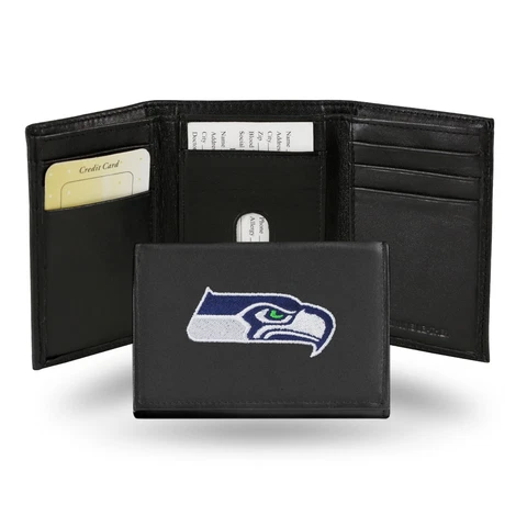 Seattle Seahawks NFL Team Logo Embroidered Leather TRIFOLD Wallet Cover